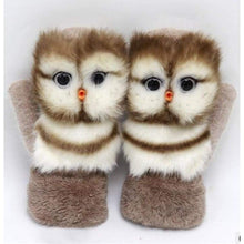 Load image into Gallery viewer, Cute Animal Plush Gloves - Beige Owl - AnimalGlovesBeigeOwl