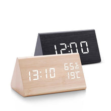 Load image into Gallery viewer, Bamboo Wooden LED Alarm Clock