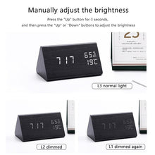 Load image into Gallery viewer, Bamboo Wooden LED Alarm Clock