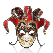 Load image into Gallery viewer, Venetian Joker Masquerade Mask for Halloween - Red