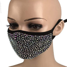 Load image into Gallery viewer, Shiny Rhinestone Mask - Black Mask with Mermaid Color 
