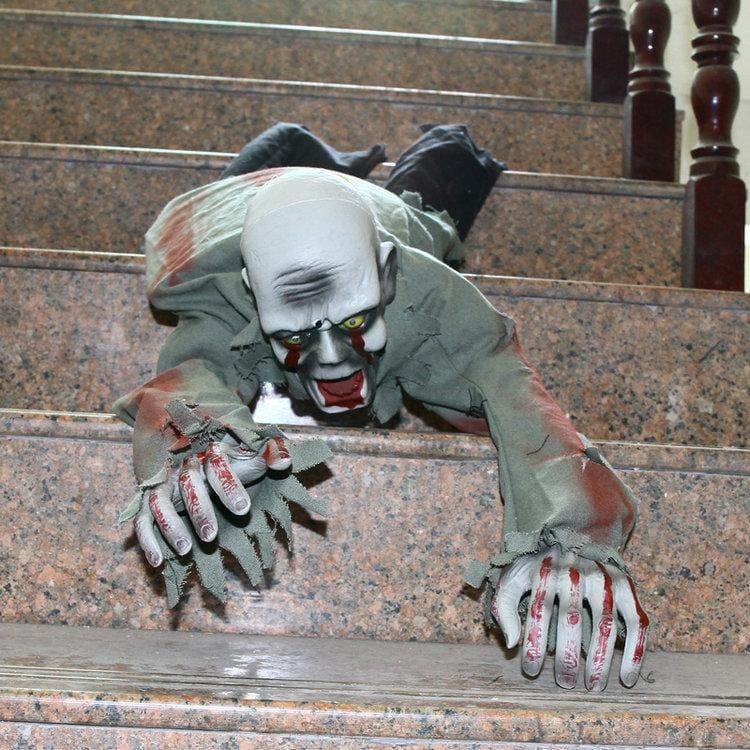 Animated Crawling Zombie Halloween Decor - Male Zombie