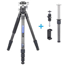 Load image into Gallery viewer, Carbon Fiber Travel Tripod for Camera - With Column and 
