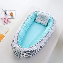 Load image into Gallery viewer, Portable Baby Lounger - Blue and Stripes
