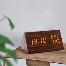 Load image into Gallery viewer, Bamboo Wooden LED Alarm Clock - Small Brown (Yellow LED)
