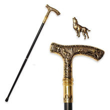 Load image into Gallery viewer, Luxury Vintage Walking Stick Cane - Engraved Wolf
