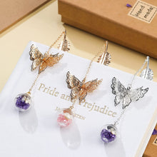 Load image into Gallery viewer, Metal Feather and Butterfly Bookmark
