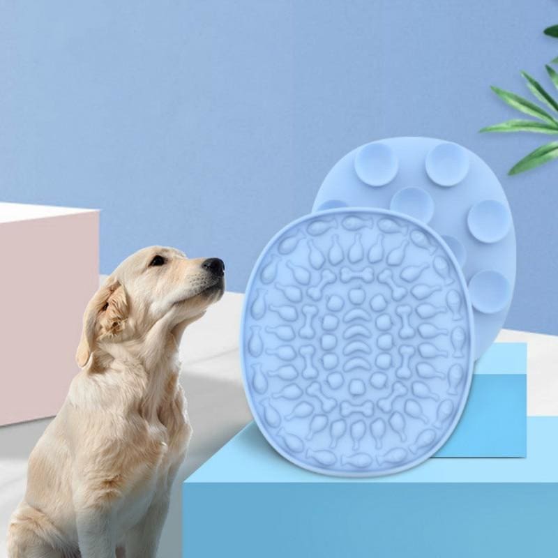 Silicone Lick Mat for Dogs - Blue Oval