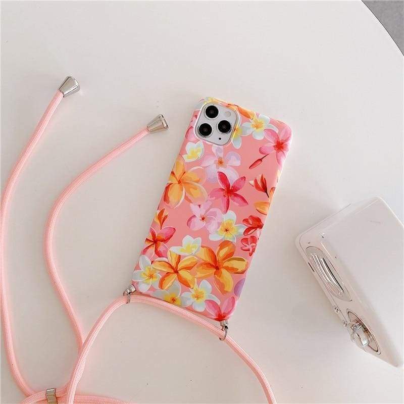 Chic Flower iPhone Crossbody Necklace and Case - iPhone 7 / 