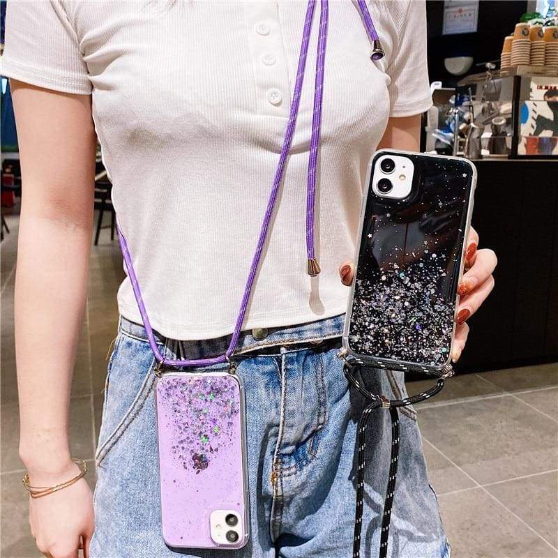 iPhone Necklace Glitter Case