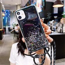 Load image into Gallery viewer, iPhone Necklace Glitter Case - iPhone 7 / Black
