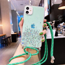 Load image into Gallery viewer, iPhone Necklace Glitter Case - iPhone 7 / Mint Green
