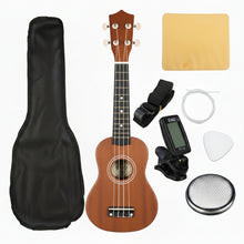 Load image into Gallery viewer, Ukulele Complete Starter Kit 21 Inch With Tuner - Brown / 
