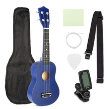 Load image into Gallery viewer, Ukulele Complete Starter Kit 21 Inch With Tuner - Blue / 
