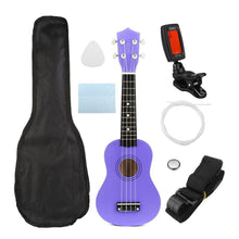 Load image into Gallery viewer, Ukulele Complete Starter Kit 21 Inch With Tuner - Purple / 

