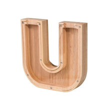 Load image into Gallery viewer, Wooden Letter Piggy Bank - U
