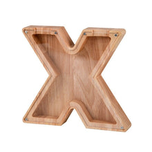 Load image into Gallery viewer, Wooden Letter Piggy Bank - X

